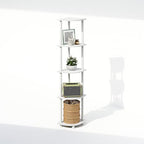 Furinno Turn-N-Tube Toolless Assembly 5-Tier Storage Shelves, White | Corner Shelf, Open Storage Book Shelf, for Organization and Storage, Living Room, Home Office, Bedroom