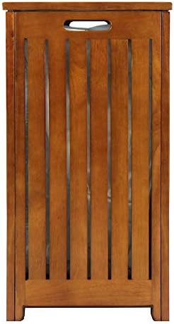Oceanstar Solid Wood Spa Laundry Hamper 24.75 in high x 20 in Wide x 13.25 in deep, Brown | Hinged lid to prop lid open hands free