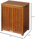 Oceanstar Solid Wood Spa Laundry Hamper 24.75 in high x 20 in Wide x 13.25 in deep, Brown | Hinged lid to prop lid open hands free