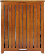 Oceanstar Solid Wood Spa Laundry Hamper 24.75 in high x 20 in Wide x 13.25 in deep, Brown | Hinged lid to prop lid open hands free