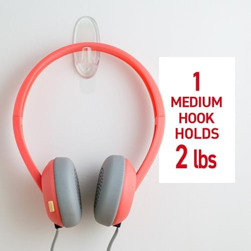 Command Medium Clear Clear Hooks, 50 Hooks, 50 Strips | Damage-Free Hanging Wall Hooks with Adhesive Strips, Wall Hooks for Hanging Decor, Holds up to 2 lb
