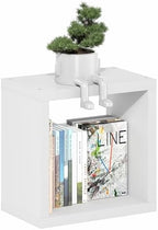 Furinno Cubicle Floating Shelves for Wall, Cube Wall Shelf, Extra Thick Wall Mounted Book Shelf, Single, 16" x 16" x 9.8", for Bathroom, Bedroom, Living Room, White