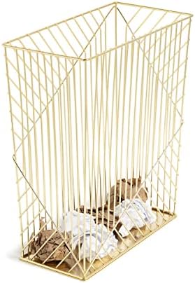 U Brands Metal Trash Can, 6 Gallon Capacity, Gold, Desk Organizer