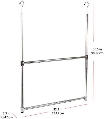 Oceanstar ACR1538C 2-Tier Portable Adjustable Rod Closet Hanger, Chrome