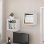Furinno Cubicle Floating Shelves for Wall, Cube Wall Shelf, Extra Thick Wall Mounted Book Shelf, Single, 16" x 16" x 9.8", for Bathroom, Bedroom, Living Room, White