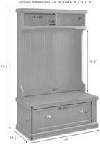 Crosley Furniture Seaside Hall Tree with Shoe Rack Bench and Coat Hooks for Hanging Storage, Distressed White