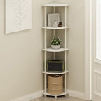 Furinno Turn-N-Tube Toolless Assembly 5-Tier Storage Shelves, White | Corner Shelf, Open Storage Book Shelf, for Organization and Storage, Living Room, Home Office, Bedroom