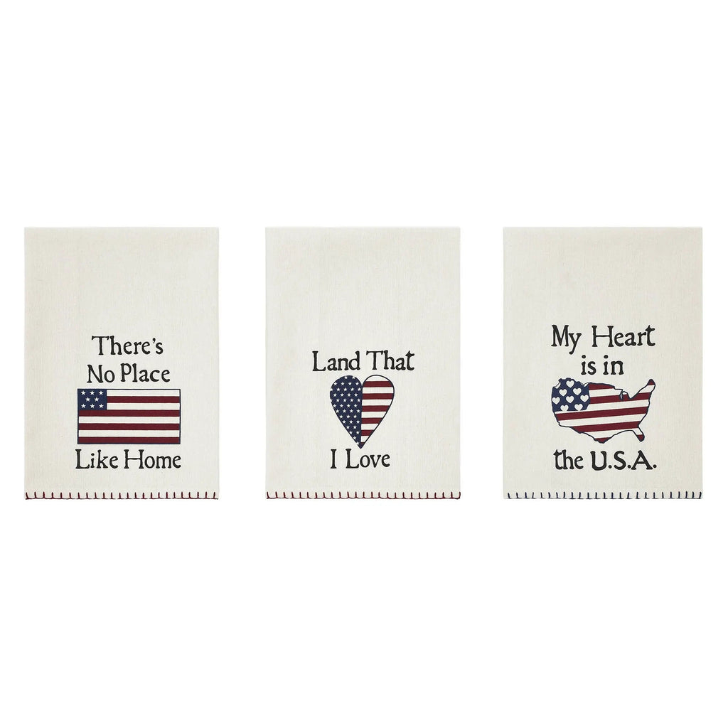 Patriotic Cotton Tea Towel Set of 3, 16x28