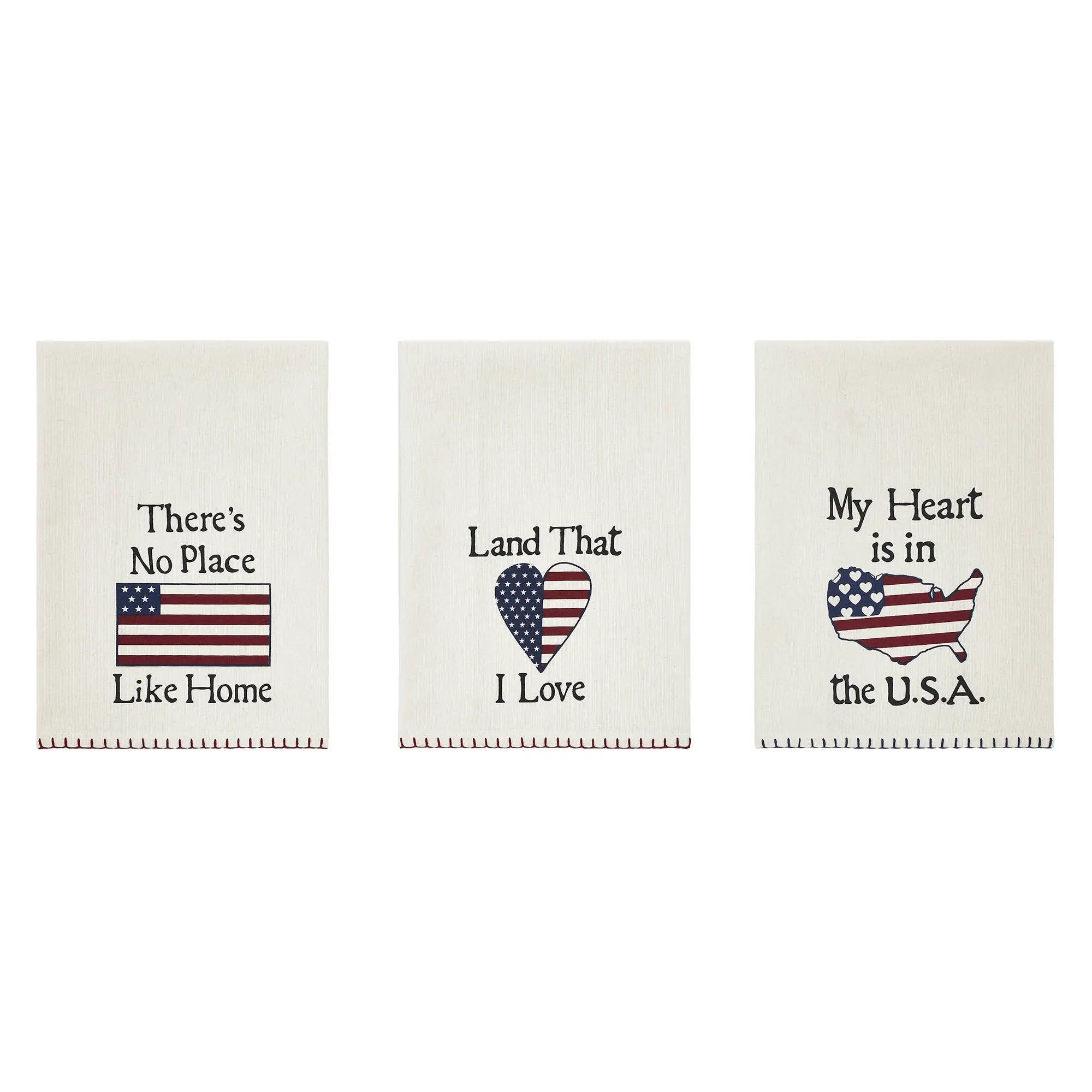 Patriotic Cotton Tea Towel Set of 3, 16x28