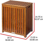 Oceanstar Solid Wood Spa Laundry Hamper 24.75 in high x 20 in Wide x 13.25 in deep, Brown | Hinged lid to prop lid open hands free