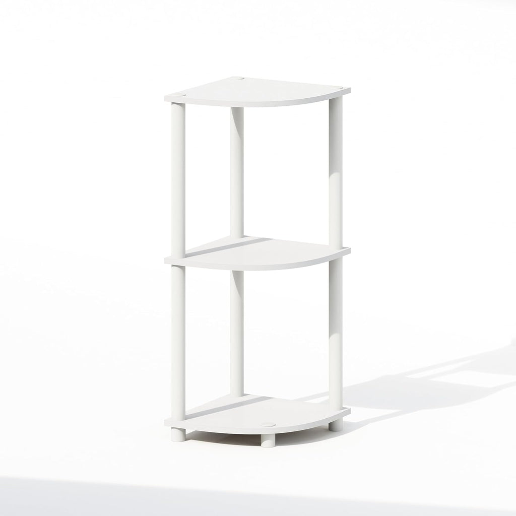 Furinno Turn-N-Tube Toolless Assembly 5-Tier Storage Shelves, White | Corner Shelf, Open Storage Book Shelf, for Organization and Storage, Living Room, Home Office, Bedroom