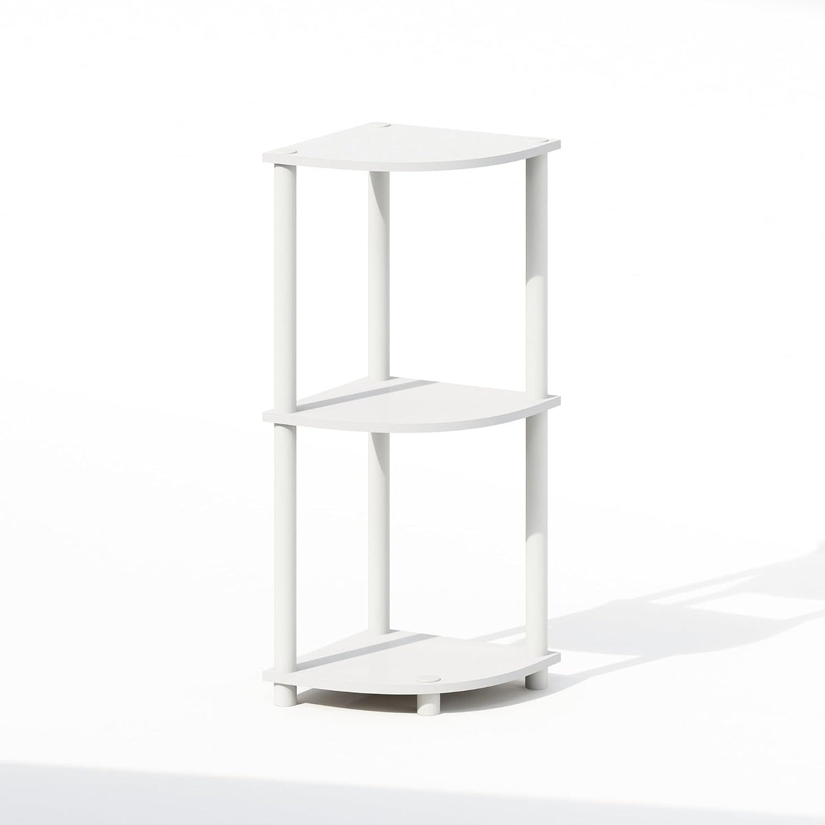 Furinno Turn-N-Tube Toolless Assembly 5-Tier Storage Shelves, White | Corner Shelf, Open Storage Book Shelf, for Organization and Storage, Living Room, Home Office, Bedroom