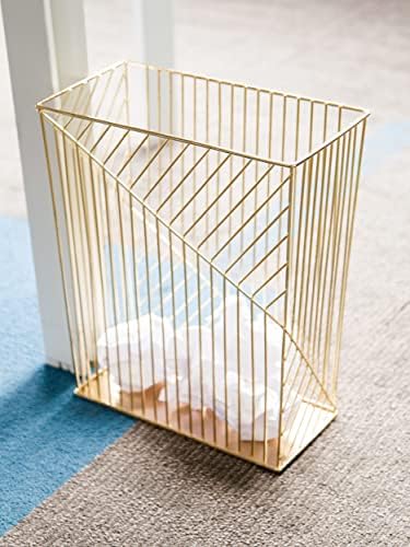 U Brands Metal Trash Can, 6 Gallon Capacity, Gold, Desk Organizer