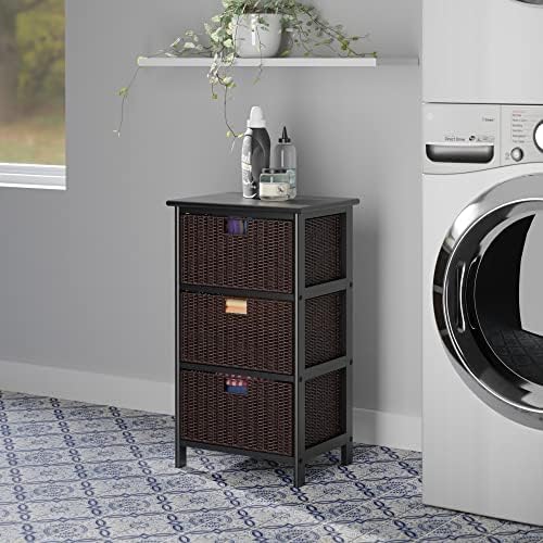 Winsome Omaha Home Storage Rack with 3 Baskets, Stackable Storage Bins for Home Organizing, Functional Furniture for Bedroom, Living Room, Office, Entryway | Stackable Storage Bins for Home Organizing, Functional Furniture for Bedroom, Living Room, Office