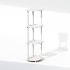 Furinno Turn-N-Tube Toolless Assembly 5-Tier Storage Shelves, White | Corner Shelf, Open Storage Book Shelf, for Organization and Storage, Living Room, Home Office, Bedroom