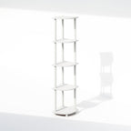 Furinno Turn-N-Tube Toolless Assembly 5-Tier Storage Shelves, White | Corner Shelf, Open Storage Book Shelf, for Organization and Storage, Living Room, Home Office, Bedroom