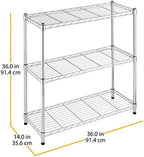 Whitmor 3 Tier Shelving Unit, Metal Storage Shelves, 400 lbs Capacity per Shelf, 1200 lbs Total, Easy Assembly Home Organizer for Pantry, Kitchen, Garage, Plant, 36"L x 14"W x 36"H, Chrome