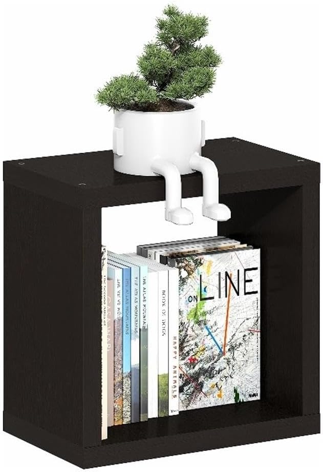 Furinno Cubicle Floating Shelves for Wall, Cube Wall Shelf, Extra Thick Wall Mounted Book Shelf, Single, 16" x 16" x 9.8", for Bathroom, Bedroom, Living Room, White