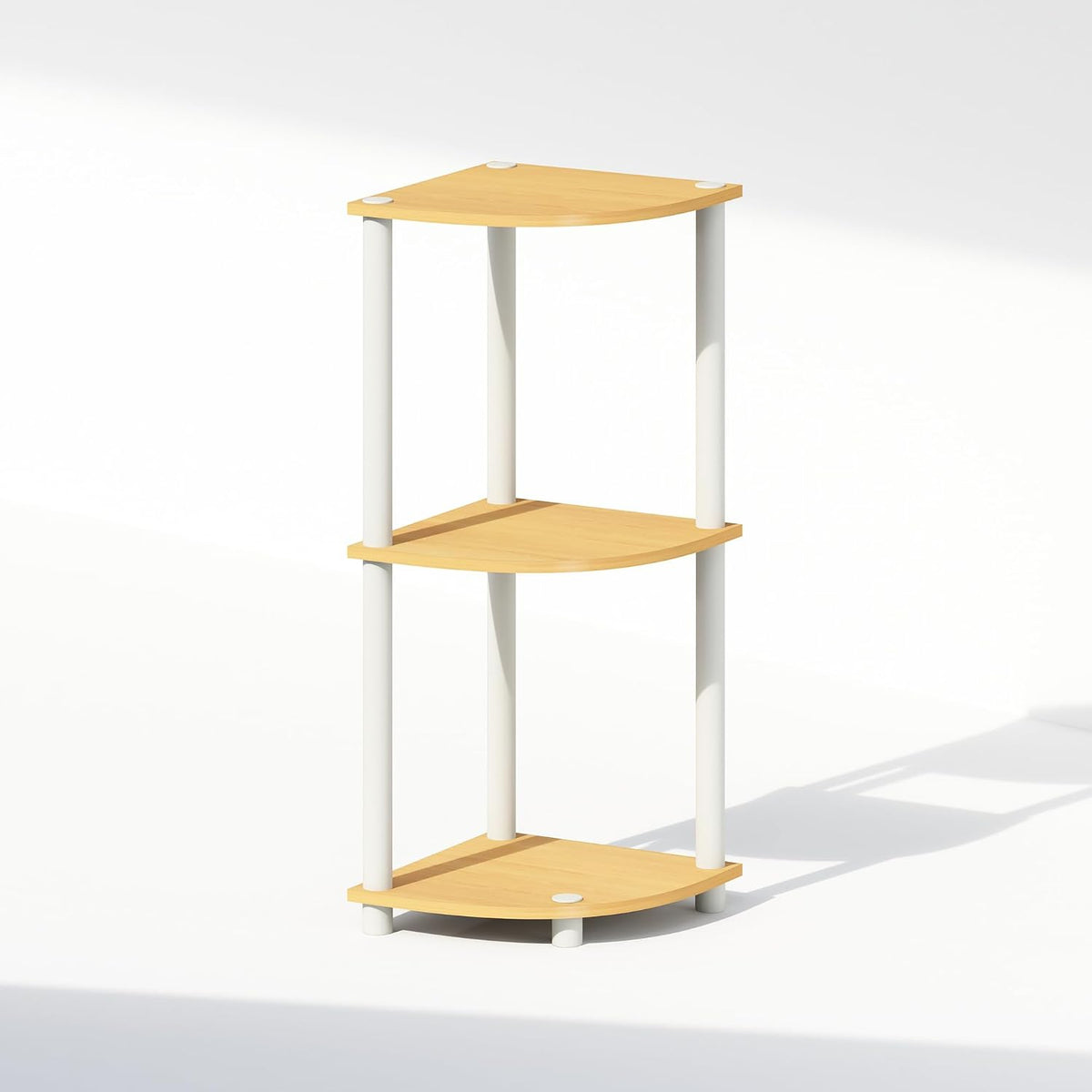 Furinno Turn-N-Tube Toolless Assembly 5-Tier Storage Shelves, White | Corner Shelf, Open Storage Book Shelf, for Organization and Storage, Living Room, Home Office, Bedroom