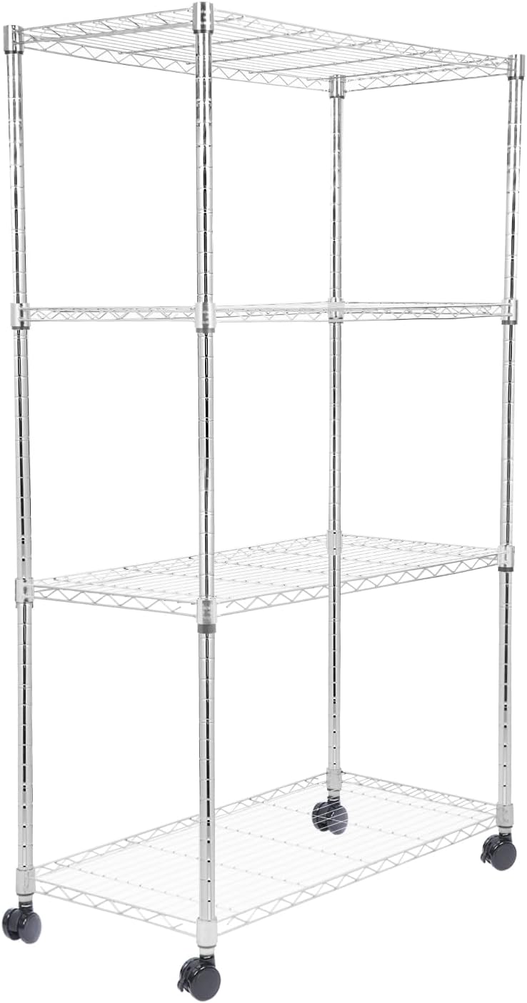 Whitmor 3 Tier Shelving Unit, Metal Storage Shelves, 400 lbs Capacity per Shelf, 1200 lbs Total, Easy Assembly Home Organizer for Pantry, Kitchen, Garage, Plant, 36"L x 14"W x 36"H, Chrome