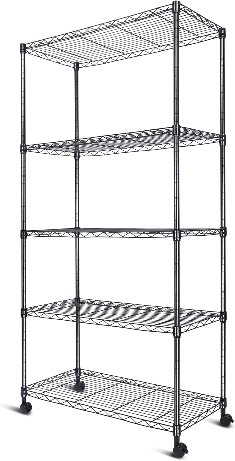 Whitmor 3 Tier Shelving Unit, Metal Storage Shelves, 400 lbs Capacity per Shelf, 1200 lbs Total, Easy Assembly Home Organizer for Pantry, Kitchen, Garage, Plant, 36"L x 14"W x 36"H, Chrome