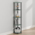 Furinno Turn-N-Tube Toolless Assembly 5-Tier Storage Shelves, White | Corner Shelf, Open Storage Book Shelf, for Organization and Storage, Living Room, Home Office, Bedroom