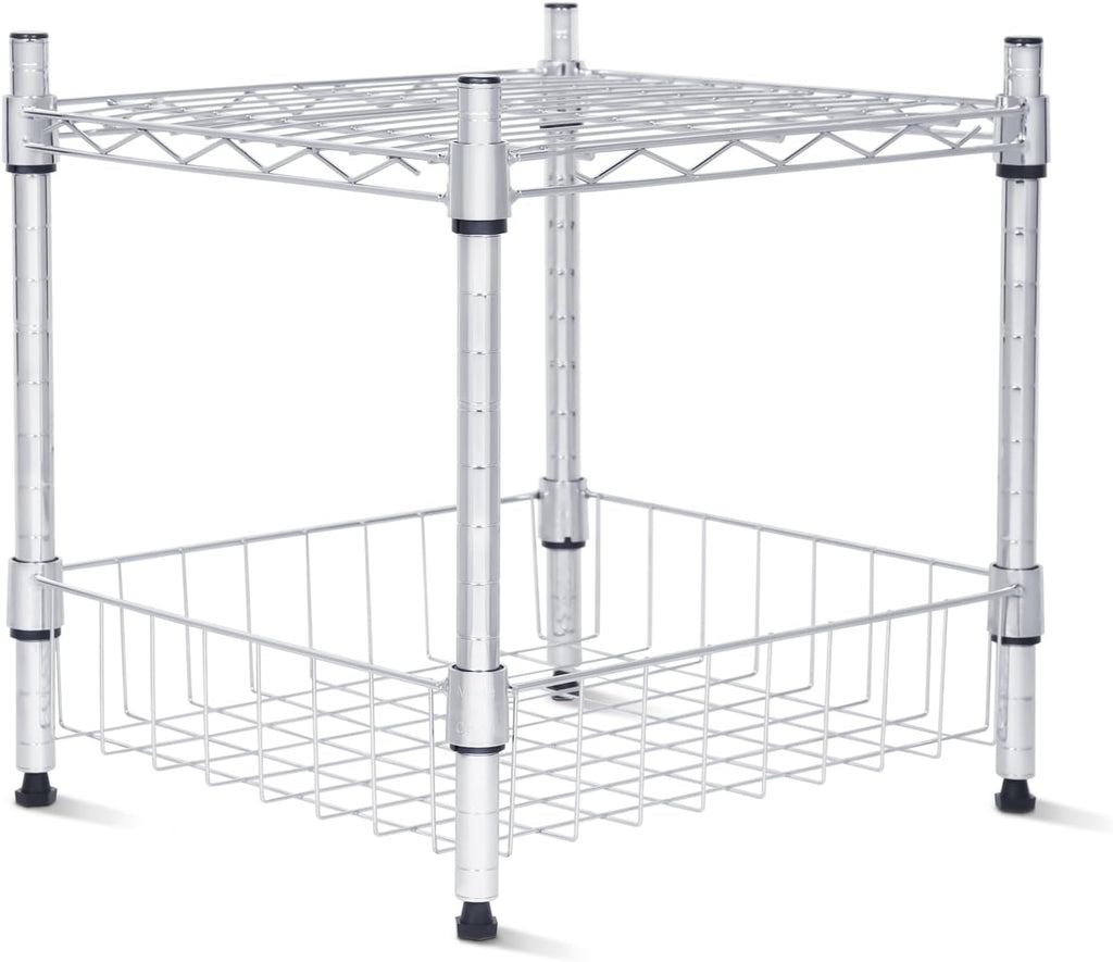 Whitmor 3 Tier Shelving Unit, Metal Storage Shelves, 400 lbs Capacity per Shelf, 1200 lbs Total, Easy Assembly Home Organizer for Pantry, Kitchen, Garage, Plant, 36"L x 14"W x 36"H, Chrome