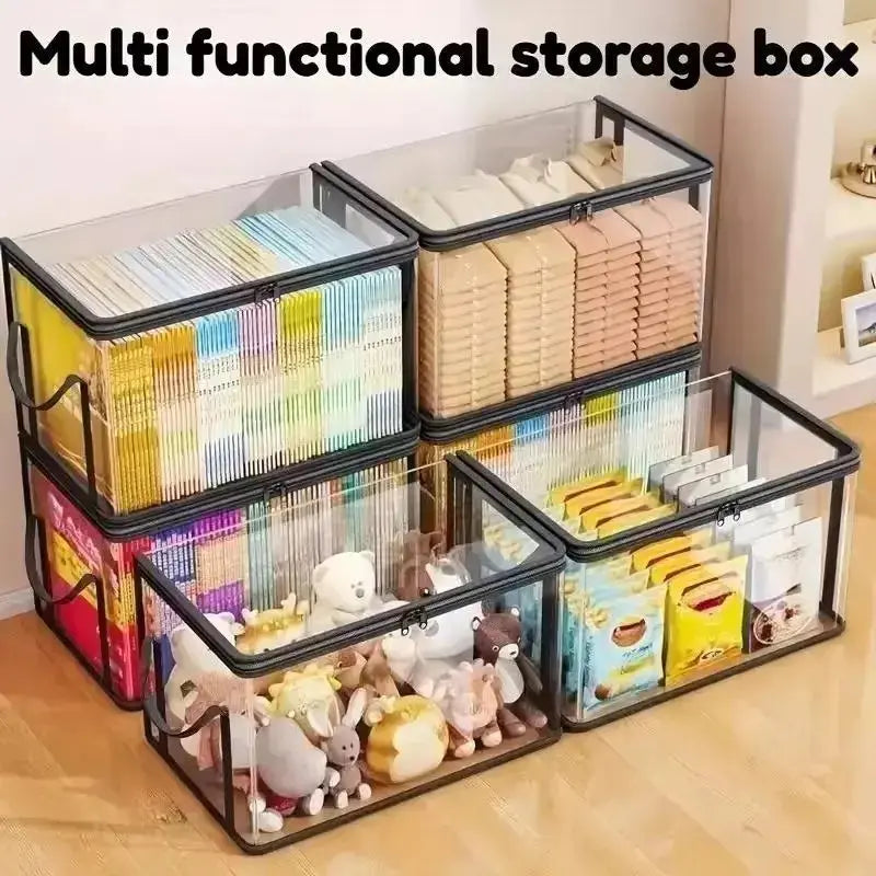 Large Clear Thick Plastic Storage Box with Hinged Lid, Heavy-Duty Durable High-Capacity Organizer for Home, Moving, Attic