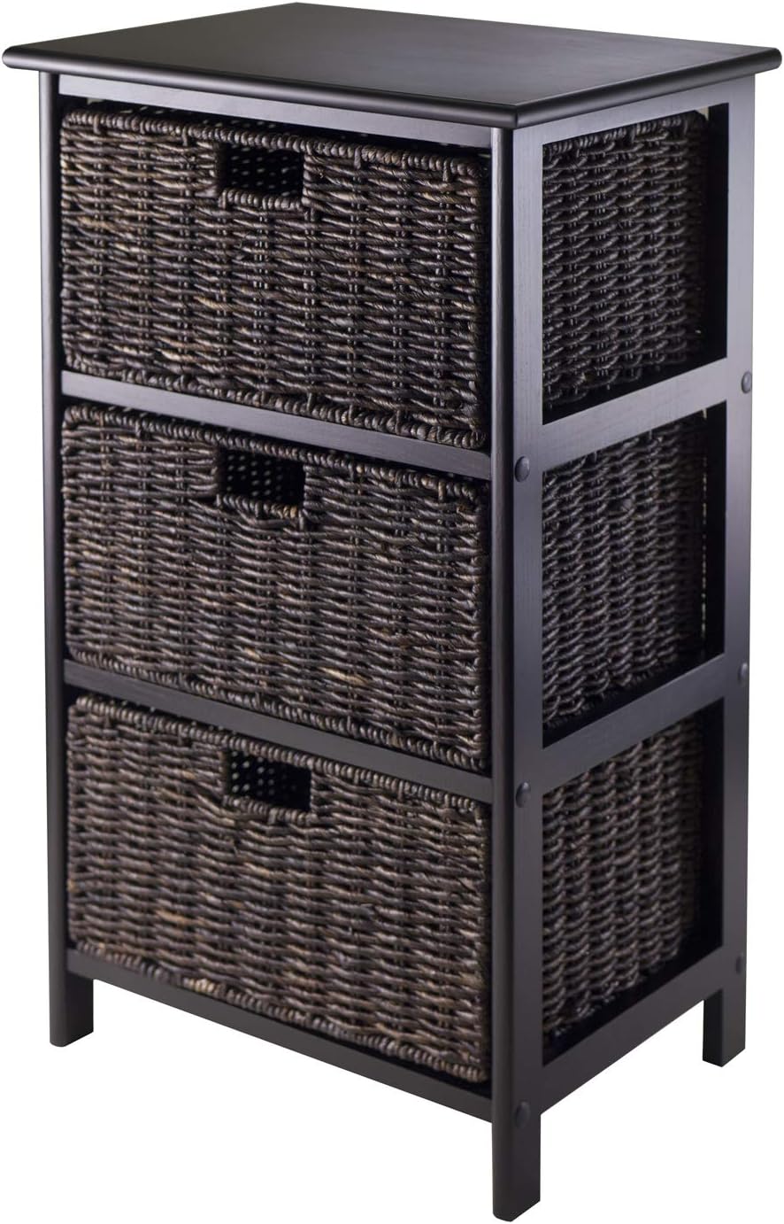 Winsome Omaha Home Storage Rack with 3 Baskets, Stackable Storage Bins for Home Organizing, Functional Furniture for Bedroom, Living Room, Office, Entryway | Stackable Storage Bins for Home Organizing, Functional Furniture for Bedroom, Living Room, Office