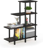 Furinno Turn-N-Tube 2-Tier Multipurpose Wide Shelf, French Oak Grey/Black | Wide Accent Display Shelf, Open Shelves, Round Tubes, for Organization and Storage, Living Room, Garage, Home Office