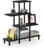 Furinno Turn-N-Tube 2-Tier Multipurpose Wide Shelf, French Oak Grey/Black | Wide Accent Display Shelf, Open Shelves, Round Tubes, for Organization and Storage, Living Room, Garage, Home Office