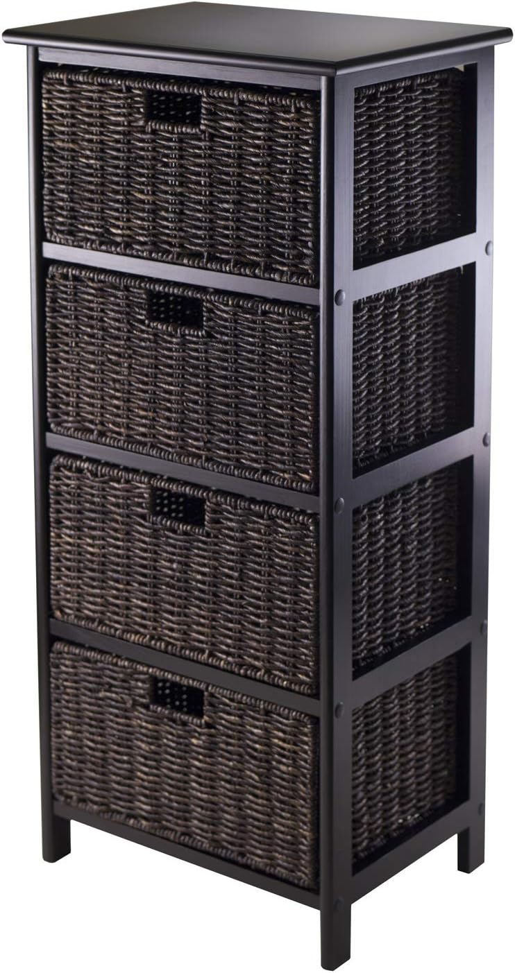 Winsome Omaha Home Storage Rack with 3 Baskets, Stackable Storage Bins for Home Organizing, Functional Furniture for Bedroom, Living Room, Office, Entryway | Stackable Storage Bins for Home Organizing, Functional Furniture for Bedroom, Living Room, Office