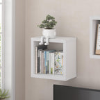 Furinno Cubicle Floating Shelves for Wall, Cube Wall Shelf, Extra Thick Wall Mounted Book Shelf, Single, 16" x 16" x 9.8", for Bathroom, Bedroom, Living Room, White