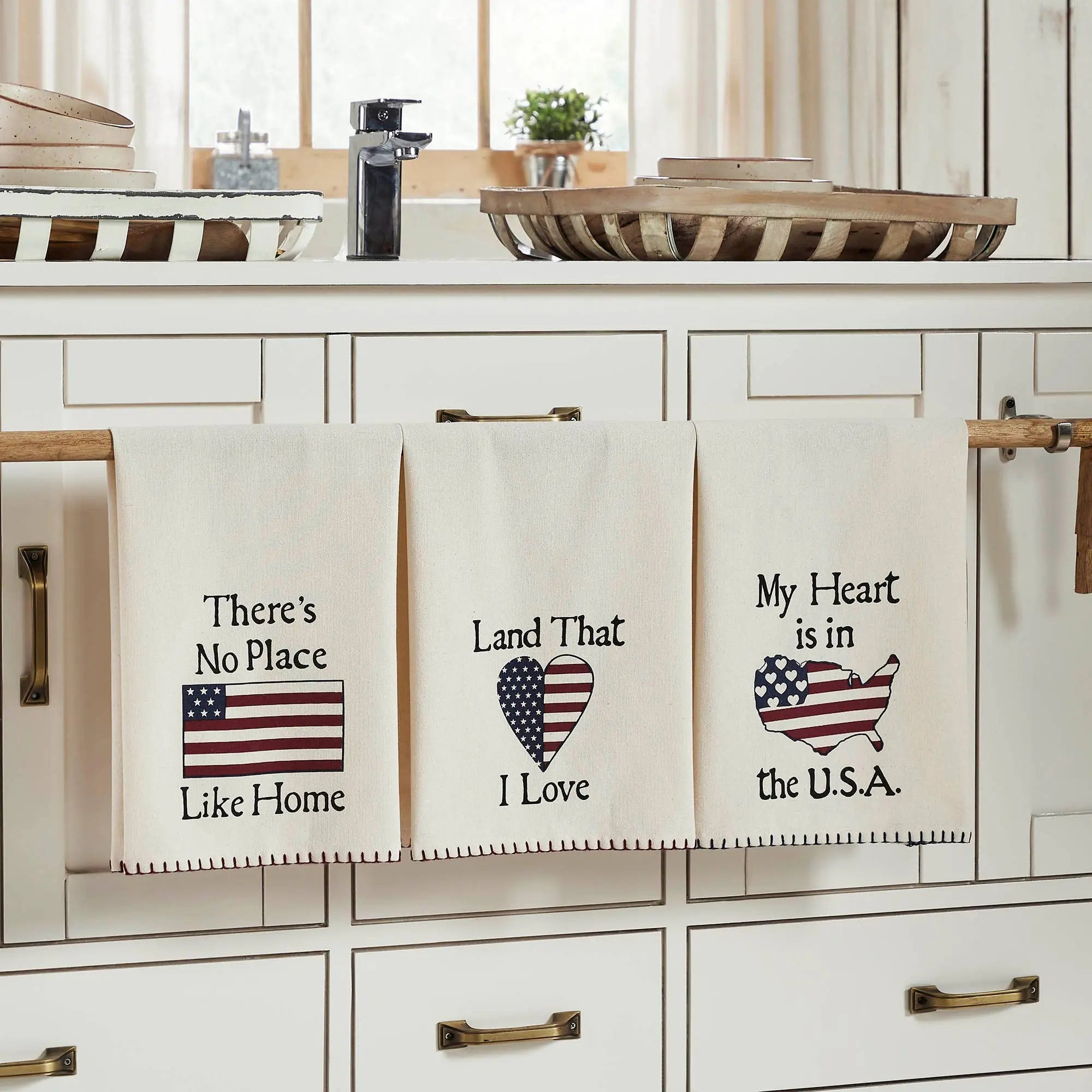 Patriotic Cotton Tea Towel Set of 3, 16x28