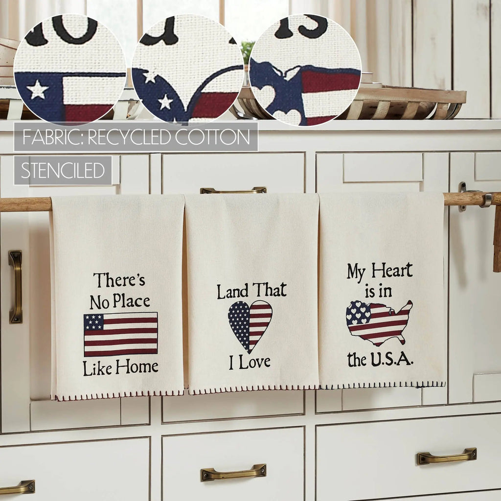 Patriotic Cotton Tea Towel Set of 3, 16x28
