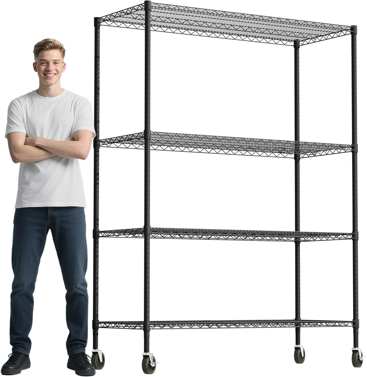 Whitmor 3 Tier Shelving Unit, Metal Storage Shelves, 400 lbs Capacity per Shelf, 1200 lbs Total, Easy Assembly Home Organizer for Pantry, Kitchen, Garage, Plant, 36"L x 14"W x 36"H, Chrome