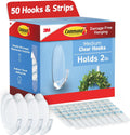 Command Medium Clear Clear Hooks, 50 Hooks, 50 Strips | Damage-Free Hanging Wall Hooks with Adhesive Strips, Wall Hooks for Hanging Decor, Holds up to 2 lb
