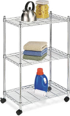 Whitmor 3 Tier Shelving Unit, Metal Storage Shelves, 400 lbs Capacity per Shelf, 1200 lbs Total, Easy Assembly Home Organizer for Pantry, Kitchen, Garage, Plant, 36"L x 14"W x 36"H, Chrome