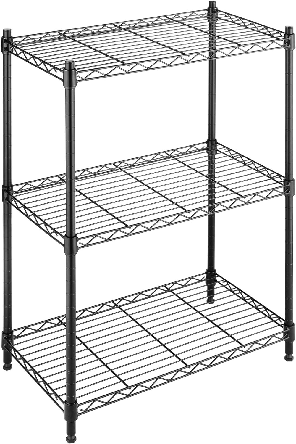 Whitmor 3 Tier Shelving Unit, Metal Storage Shelves, 400 lbs Capacity per Shelf, 1200 lbs Total, Easy Assembly Home Organizer for Pantry, Kitchen, Garage, Plant, 36"L x 14"W x 36"H, Chrome
