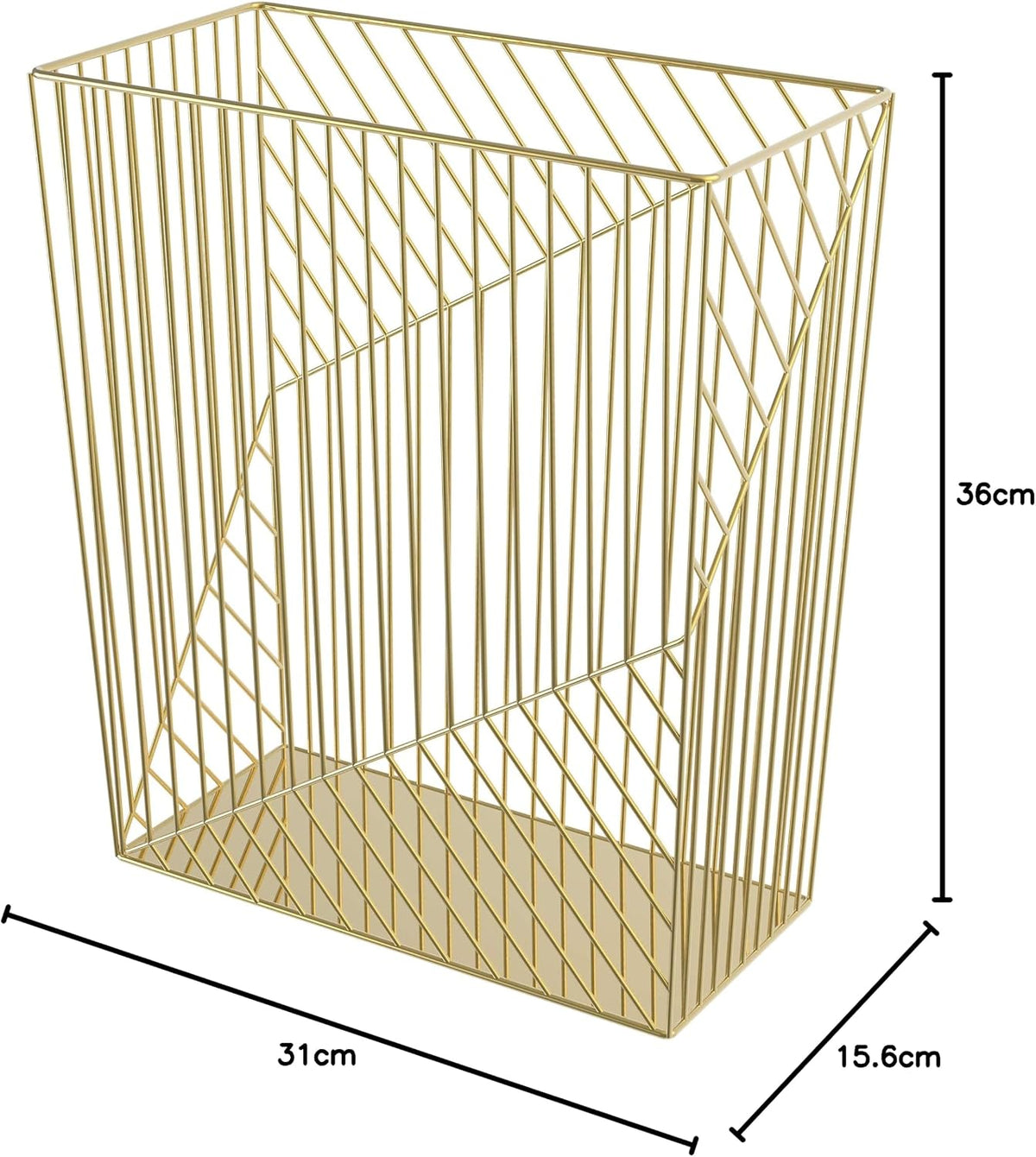 U Brands Metal Trash Can, 6 Gallon Capacity, Gold, Desk Organizer