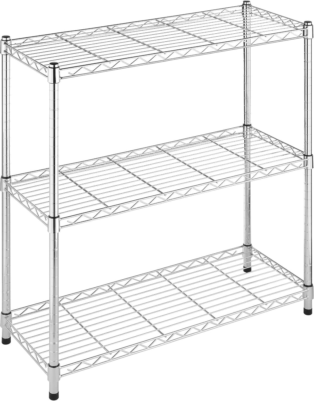 Whitmor 3 Tier Shelving Unit, Metal Storage Shelves, 400 lbs Capacity per Shelf, 1200 lbs Total, Easy Assembly Home Organizer for Pantry, Kitchen, Garage, Plant, 36"L x 14"W x 36"H, Chrome
