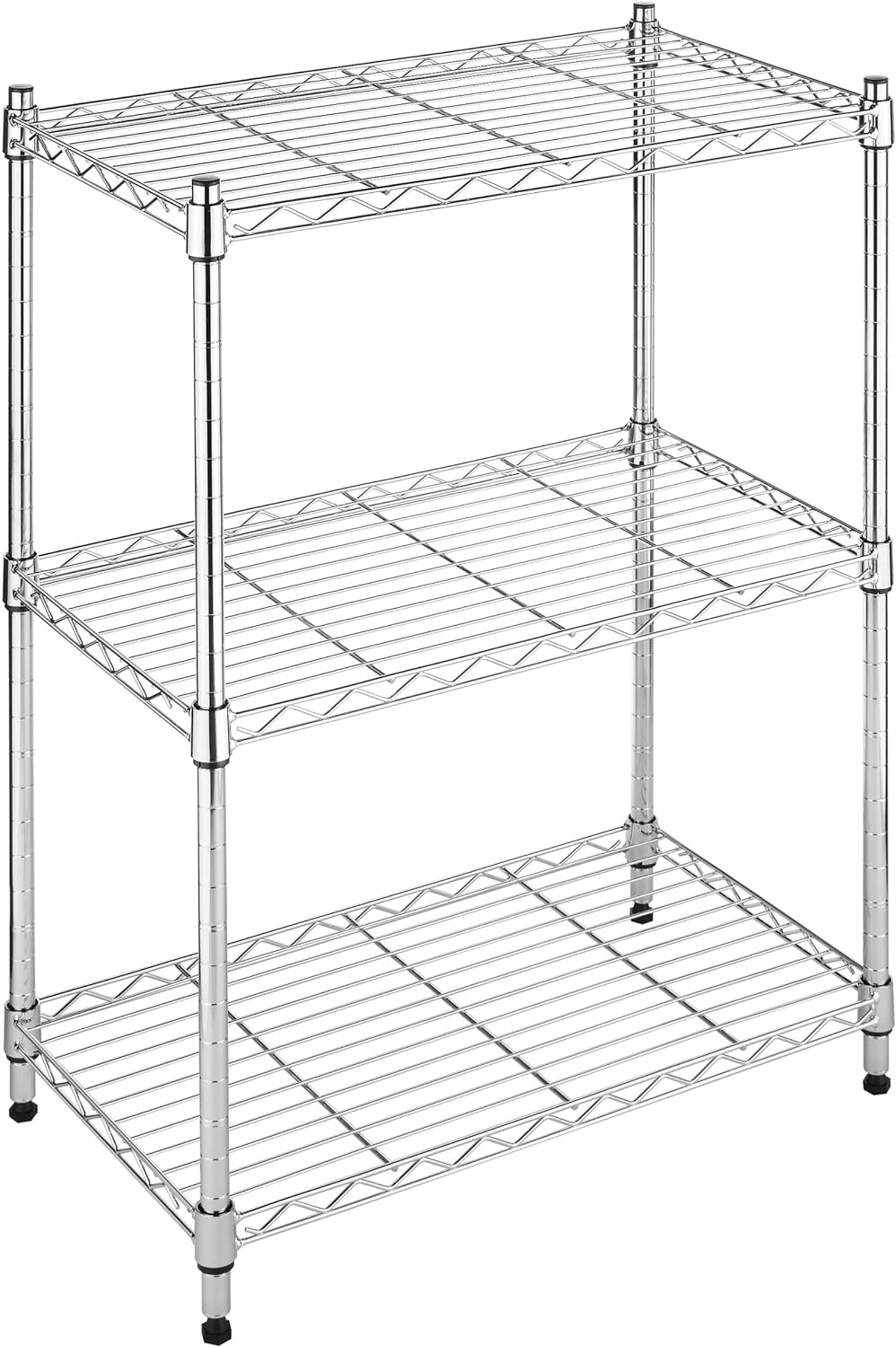 Whitmor 3 Tier Shelving Unit, Metal Storage Shelves, 400 lbs Capacity per Shelf, 1200 lbs Total, Easy Assembly Home Organizer for Pantry, Kitchen, Garage, Plant, 36"L x 14"W x 36"H, Chrome
