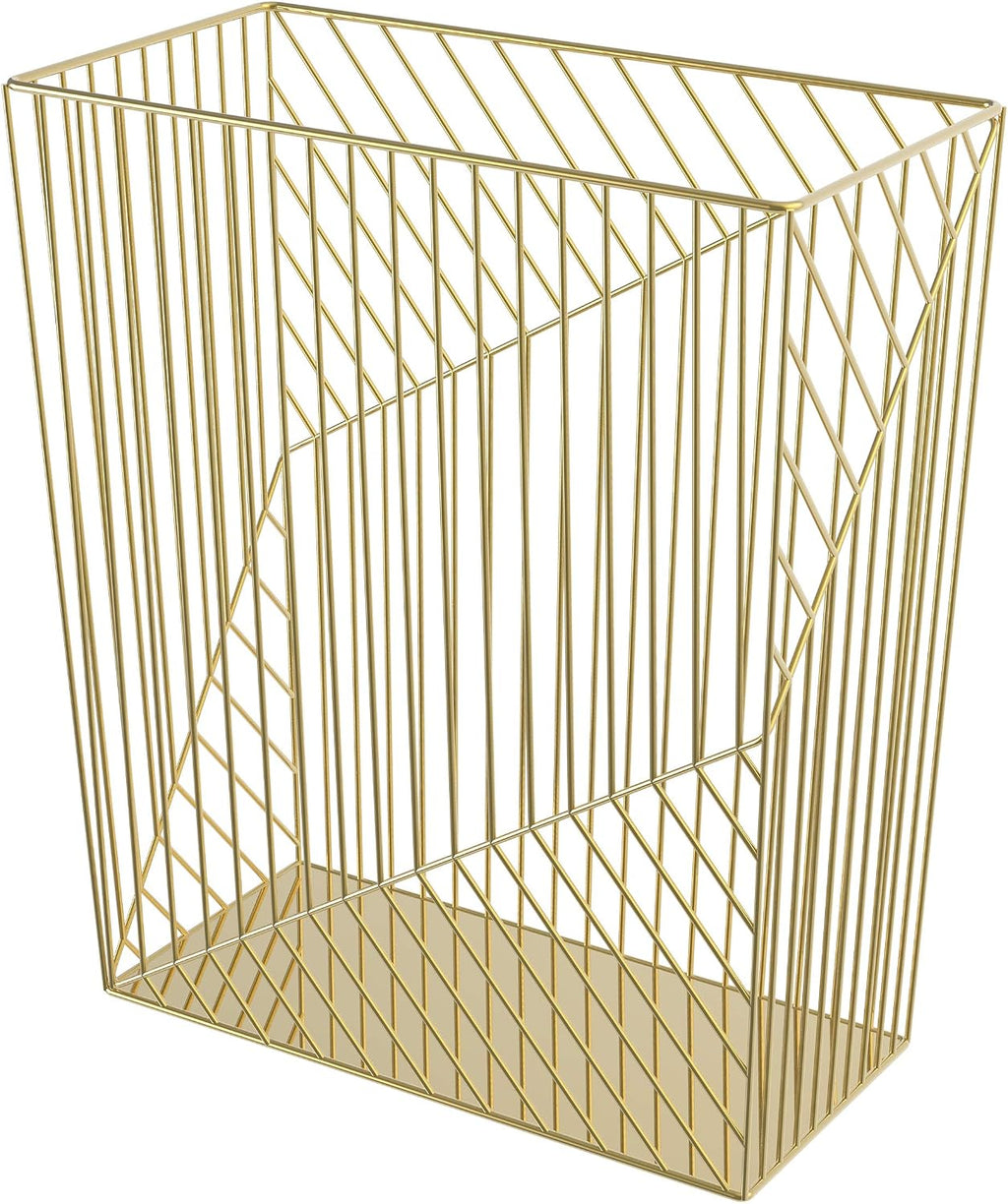 U Brands Metal Trash Can, 6 Gallon Capacity, Gold, Desk Organizer