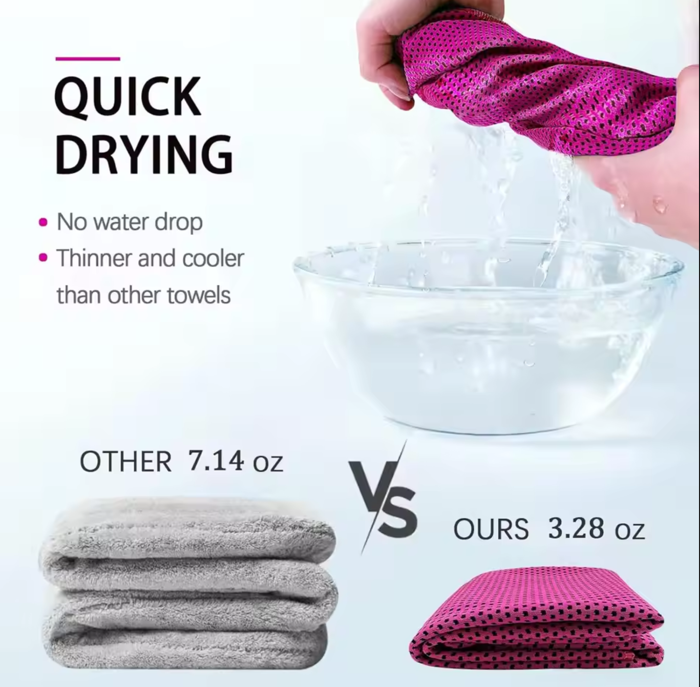 4-Pack Cooling Towels, 40x12 Inches Microfiber for Neck & Face, Soft Gym Towel with Waterproof Bag & Carabiner