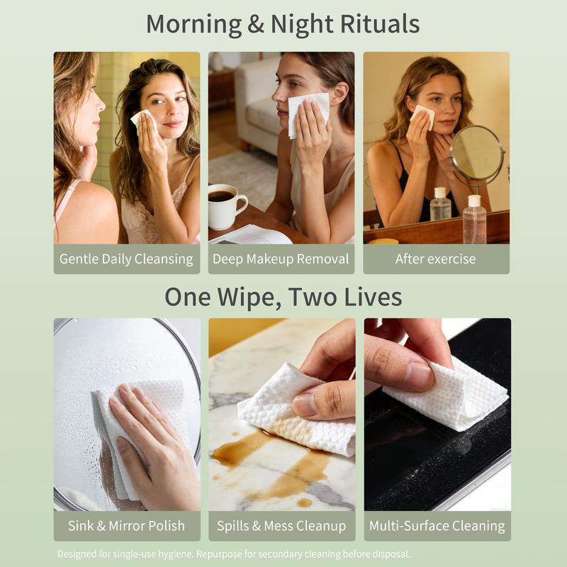 Unifree Disposable Face Towels, Ultra Soft Facial Towel for Skincare & Face Cleansing, Wet & Dry Use, Biodegradable, Lint Free, Gentle for Sensitive Skin, Multi Pack, Summer Wins