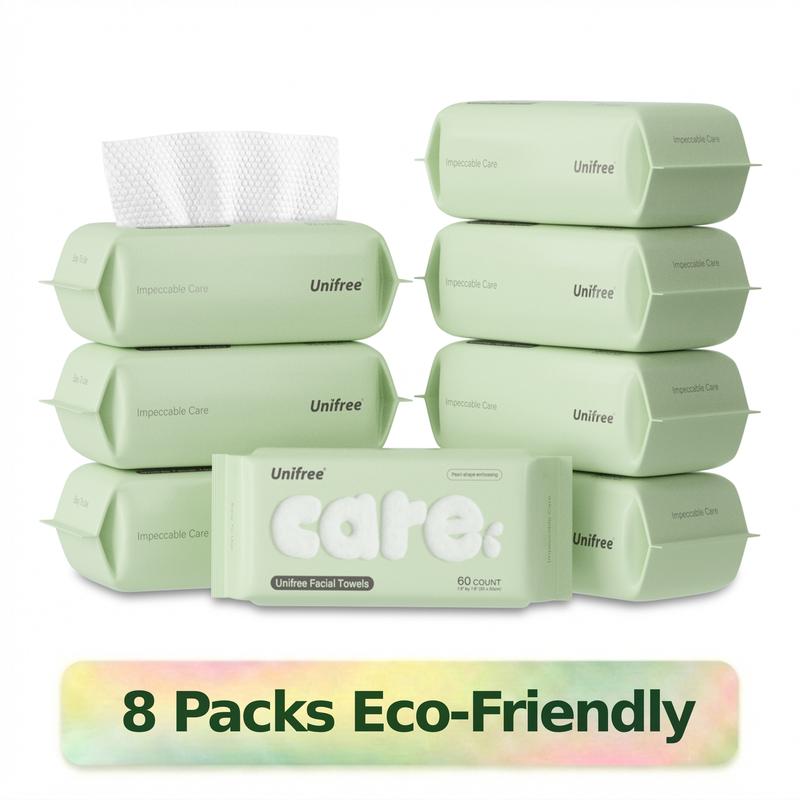 Unifree Disposable Face Towels, Ultra Soft Facial Towel for Skincare & Face Cleansing, Wet & Dry Use, Biodegradable, Lint Free, Gentle for Sensitive Skin, Multi Pack, Summer Wins
