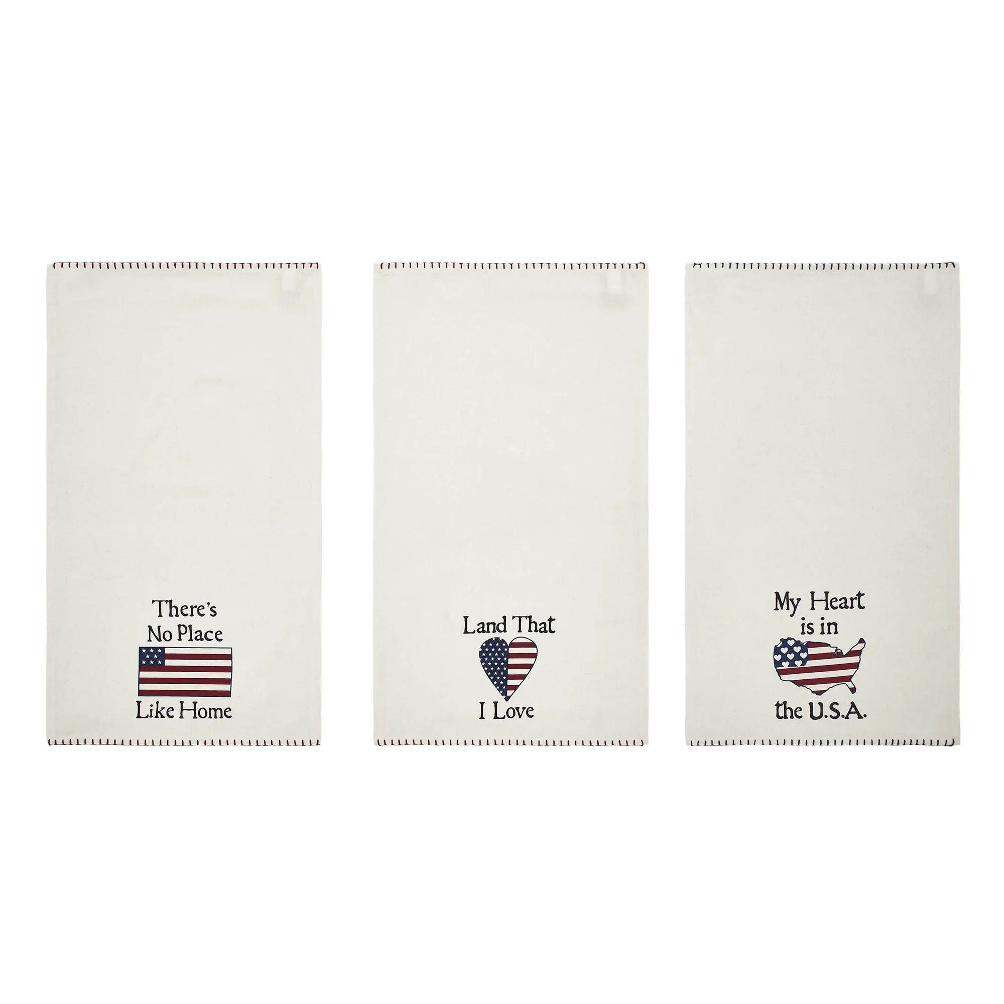Patriotic Cotton Tea Towel Set of 3, 16x28
