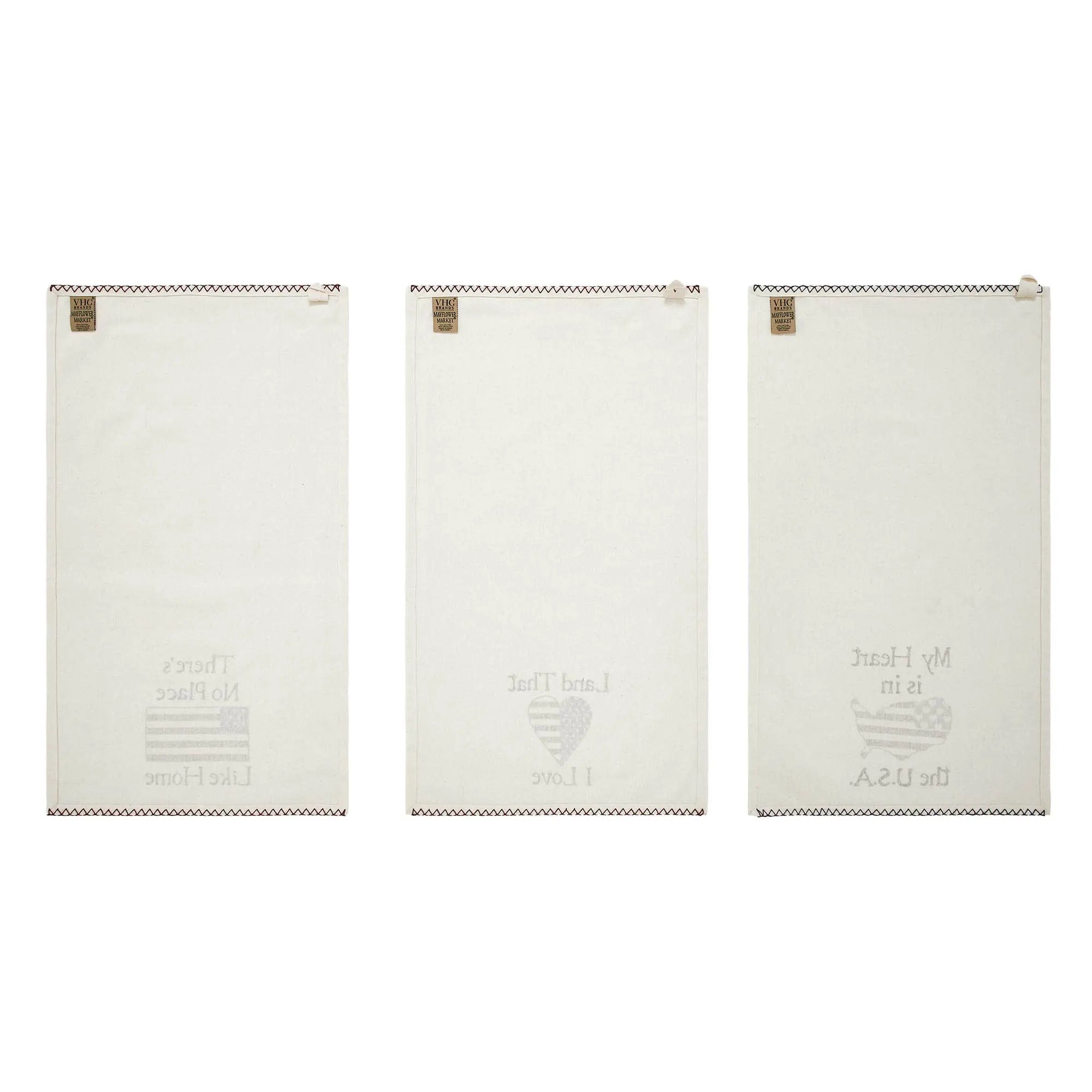 Patriotic Cotton Tea Towel Set of 3, 16x28