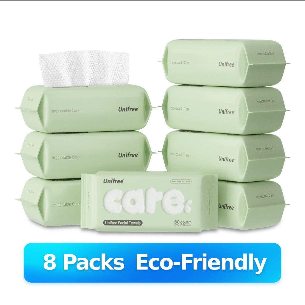 Unifree Disposable Face Towels, Ultra Soft Facial Towel for Skincare & Face Cleansing, Wet & Dry Use, Biodegradable, Lint Free, Gentle for Sensitive Skin, Multi Pack, Summer Wins